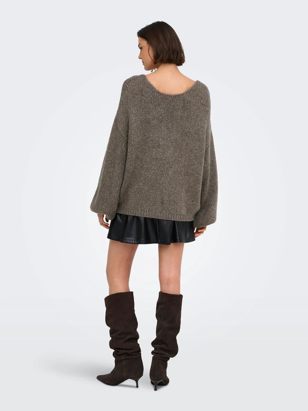 JDY Long Sleeve Reversible Knit Pullover Dinea - Walnut