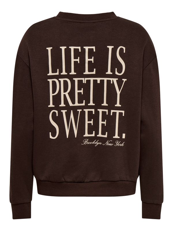 JDY Long Sleeve Textured Sweatshirt Nanna Life Jrs Dia - Coffee Bean