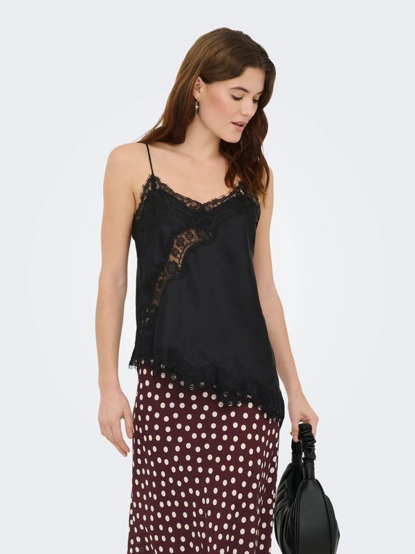 JDY Sleeveless Asymmetrical Lace Singlet Fifi - Black