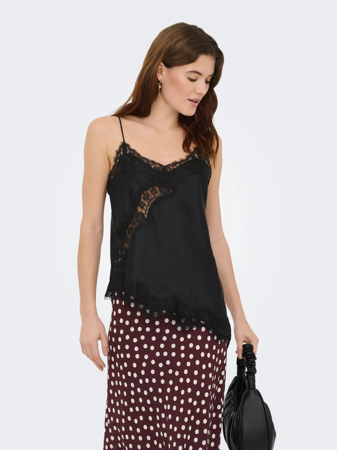 JDY Sleeveless Asymmetrical Lace Singlet Fifi - Black, Kleur: Black, Maat: XS