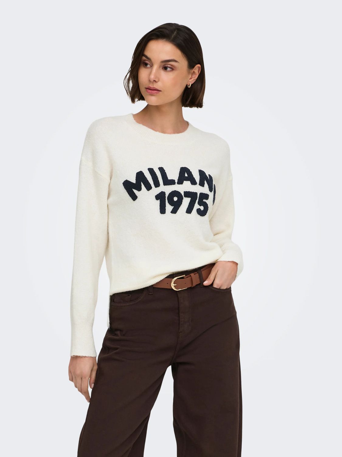 JDY Long Sleeve O-Neck Knit Pullover Ciao - Cloud Dancer, Kleur: Cloud Dancer, Maat: S