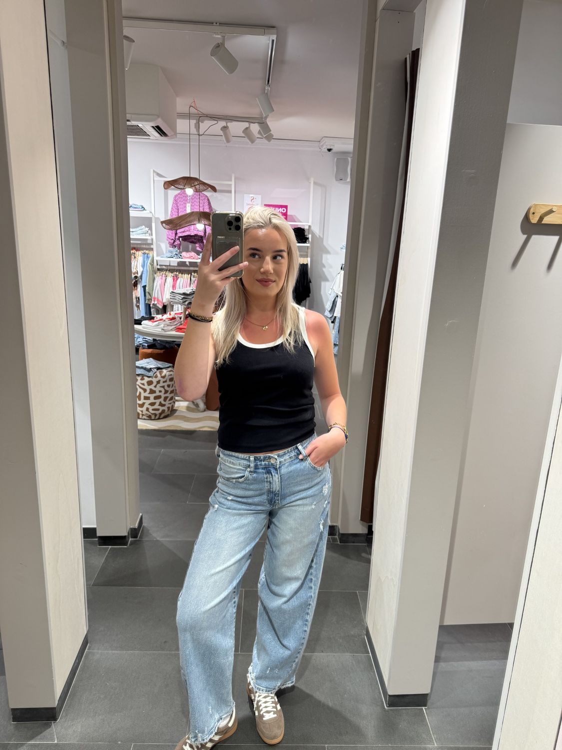 Queen Hearts-Wide leg  jeans streep, Kleur: Mid bLauw, Maat: XS