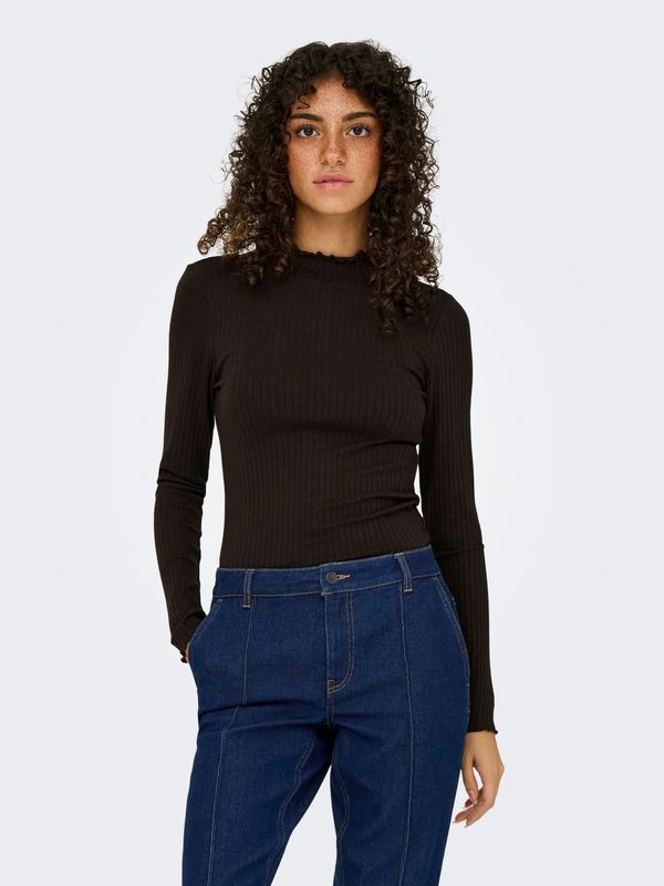 JDY High Neck Long Sleeve Top Fransiska Jr - Black Coffee