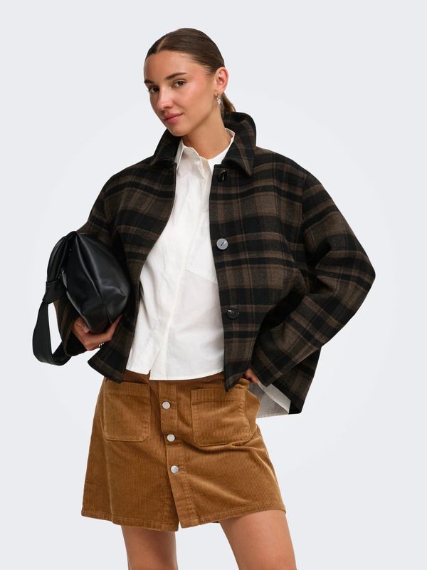 JDY Check Short Jacket Astrid - Chocolate Brown