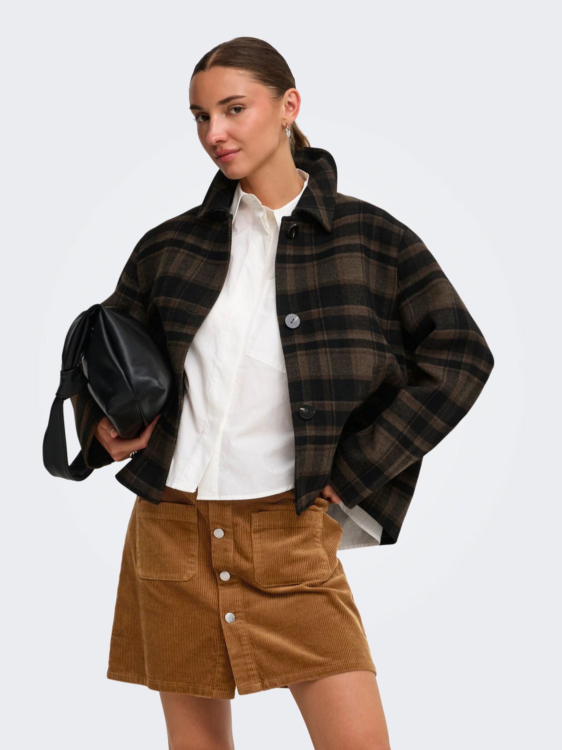 JDY Check Short Jacket Astrid - Chocolate Brown, Kleur: Chocolate Brown BLACK - TOFFEE, Maat: S
