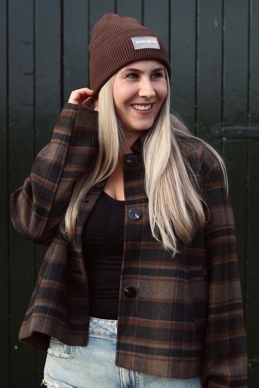 JDY Check Short Jacket Astrid - Chocolate Brown