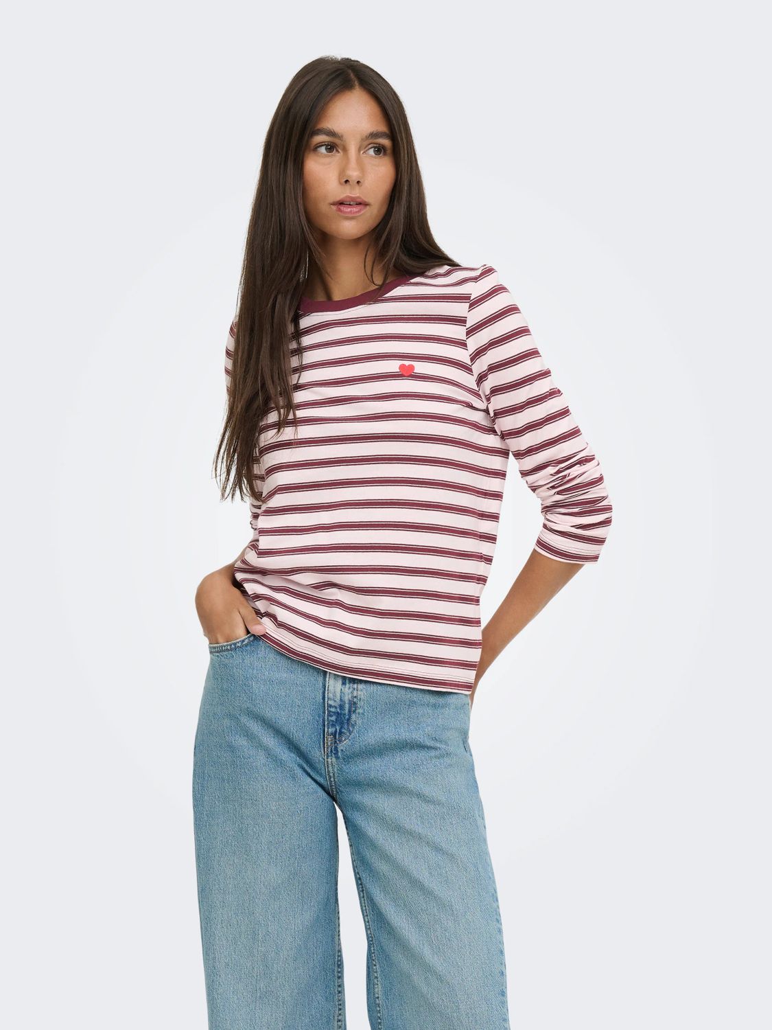 JDY Long Sleeve Printed Top Pisa - Chalk Pink, Kleur: Chalk Pink CHELSEA STRIPE, Maat: XS