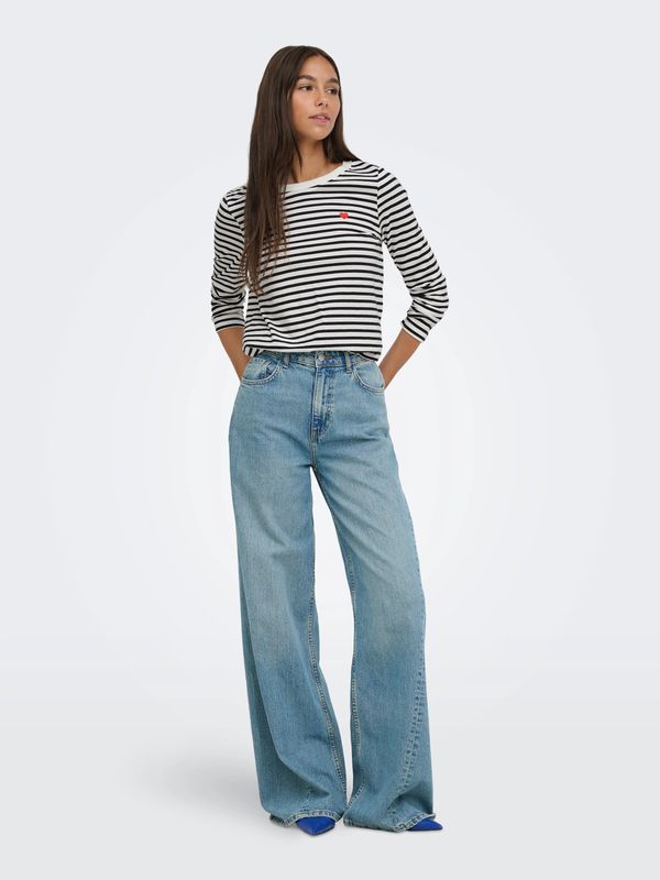 JDY Long Sleeve Printed Top Pisa - Cloud Dancer