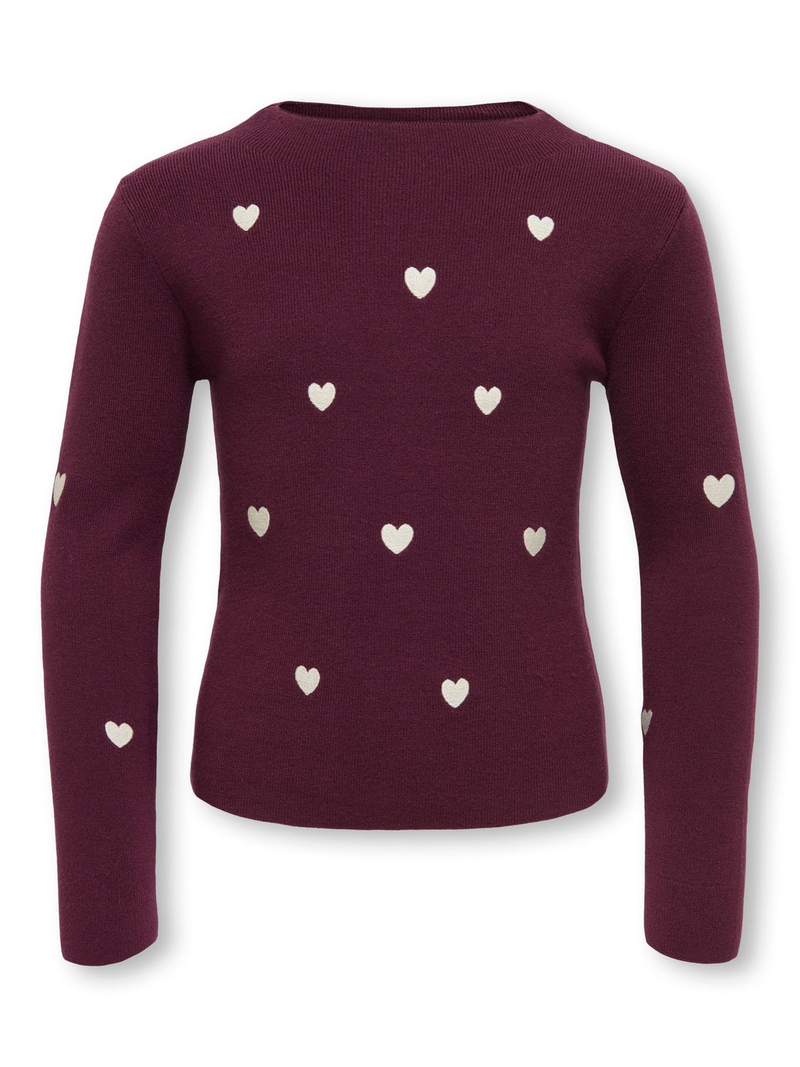 Only Girls Pullover Hearts - Winetasting, Kleur: Winetasting Hearts/Egret, Maat: 134/140