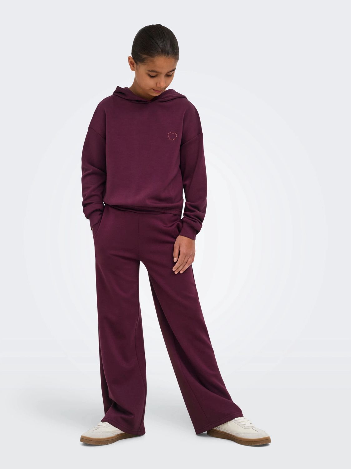 Only Girls Hoodie Ada-Cooper Heart - Fig Fig Emb, Kleur: Fig Fig Emb. Heart, Maat: 158/164