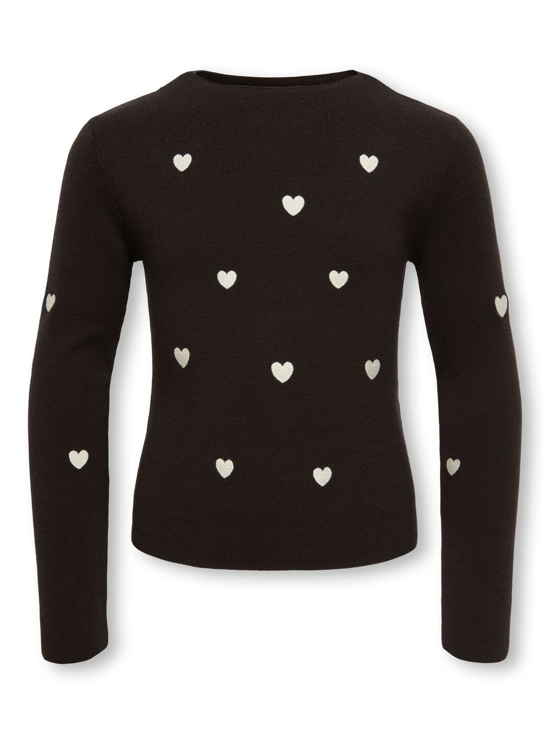 Only Girls Pullover Hearts - Chocolate Torte, Kleur: Chocolate Torte Hearts/Egret, Maat: 134/140