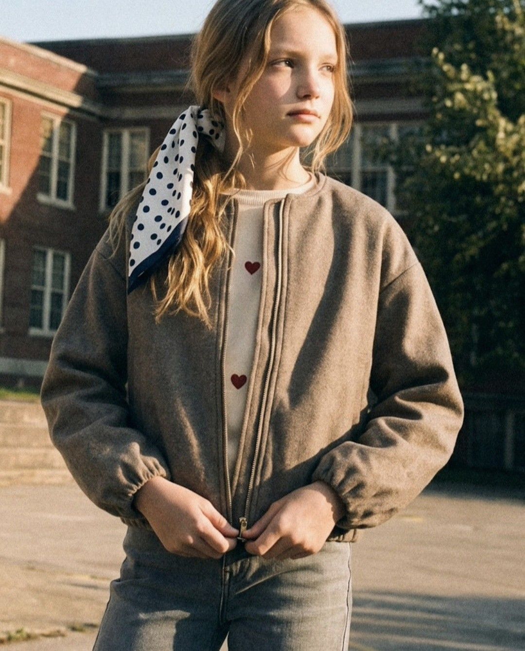 Only Girls Short Bomber Adina Life - Taupe Gray, Kleur: Taupe Gray Melange, Maat: 140