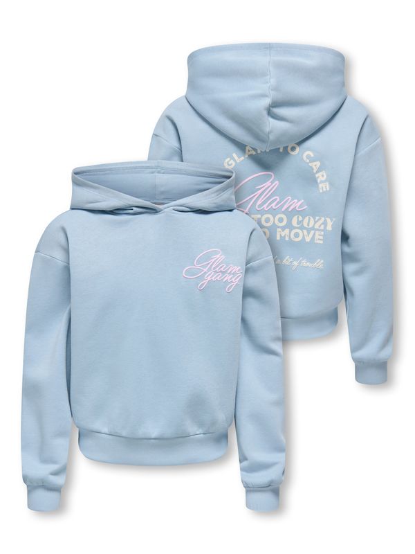 Only Girls Hoodie Tienna Printed - Dusty Blue