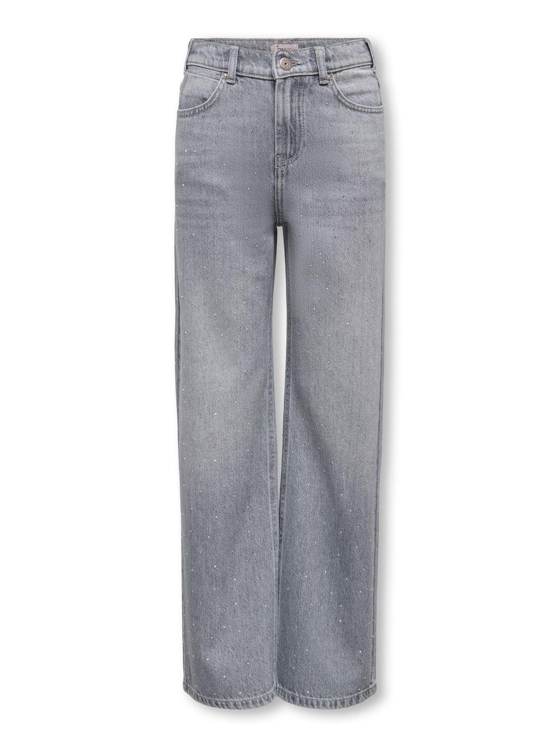 Only Girls Wide Denim Cobain - Light Grey, Kleur: Light Grey Denim RHINESTONES, Maat: 140