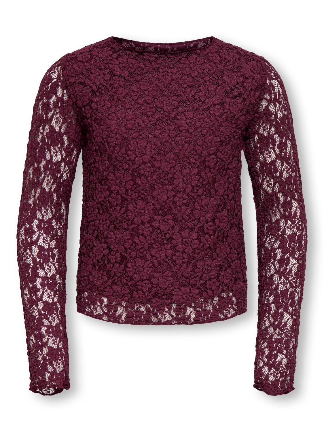 Only Girls Lace Top Leika- Fig, Kleur: Fig, Maat: 134/140