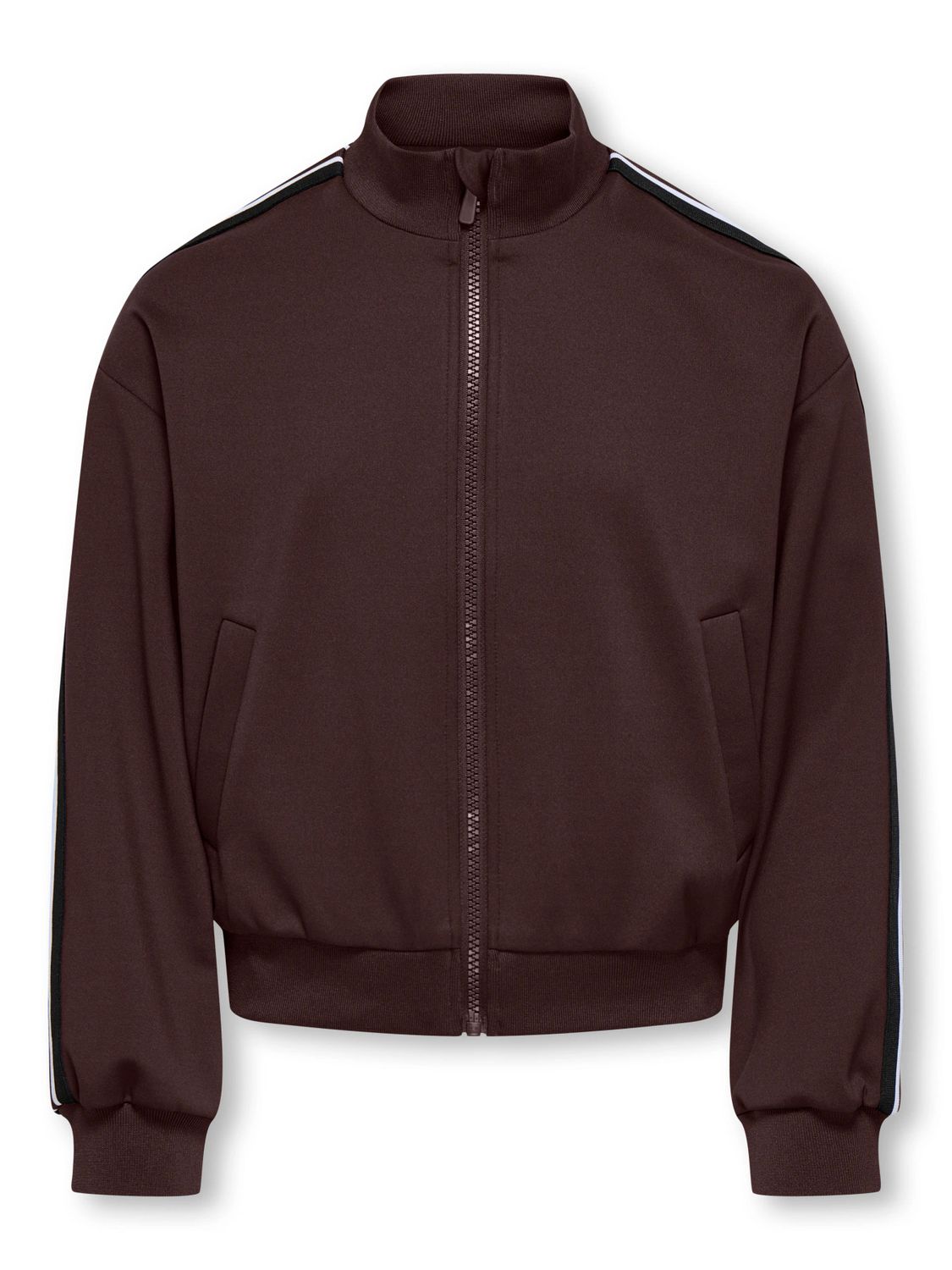 Only Girls Track Zip Jacket Warm Up Life X - Coffee Bean, Kleur: Coffee Bean Panel White/Black/Coffee Bean, Maat: 164