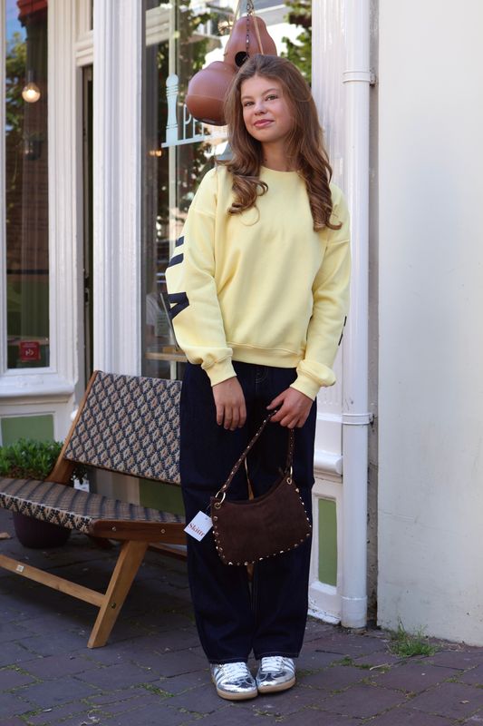 Only Girls Sweat Long Sleeve Back/Sleeve Print - Mellow Yellow