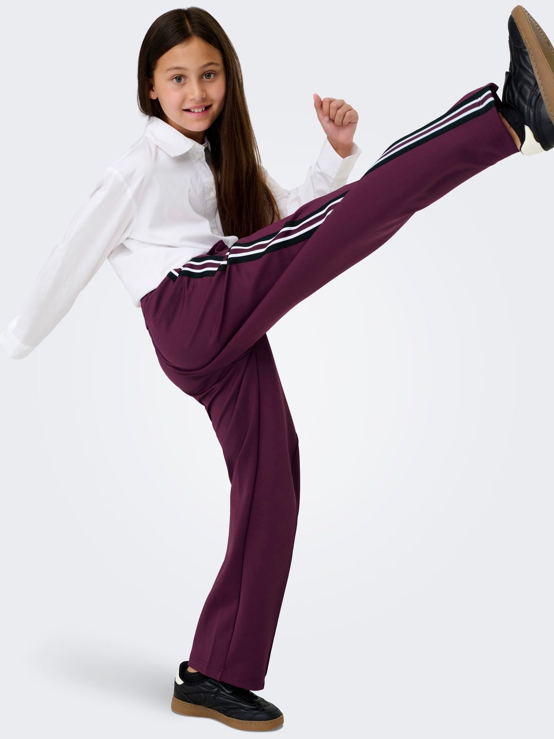 Only Girls Track Pant Warm Up Life X - Fig Panel, Kleur: Fig Panel White/Black/Fig, Maat: 152