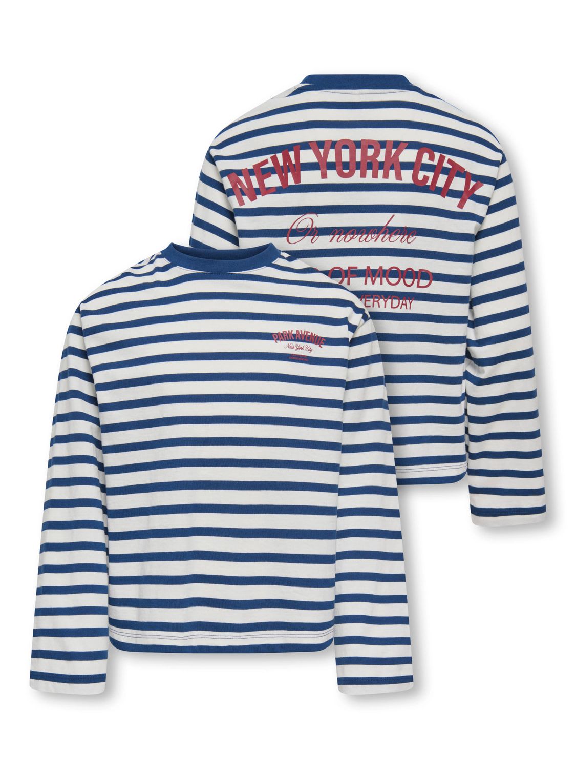 Only Girls Stripe Top Lida - Cloud Dancer, Kleur: Cloud Dancer Navy Peony (Ida) Print Park, Maat: 134/140