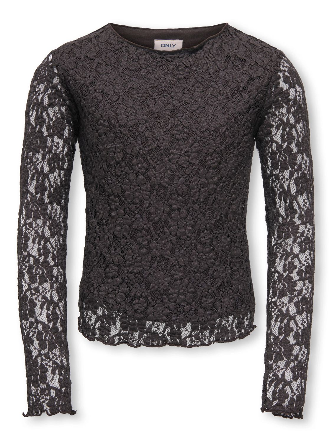 Only Girls Lace Top Leika - Black Coffee, Kleur: Black Coffee, Maat: 134/140