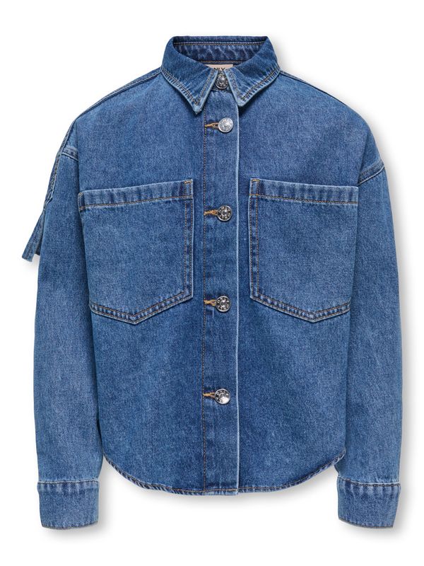 Only Girls Fringe Denim Shirt Maureen - Medium Blue
