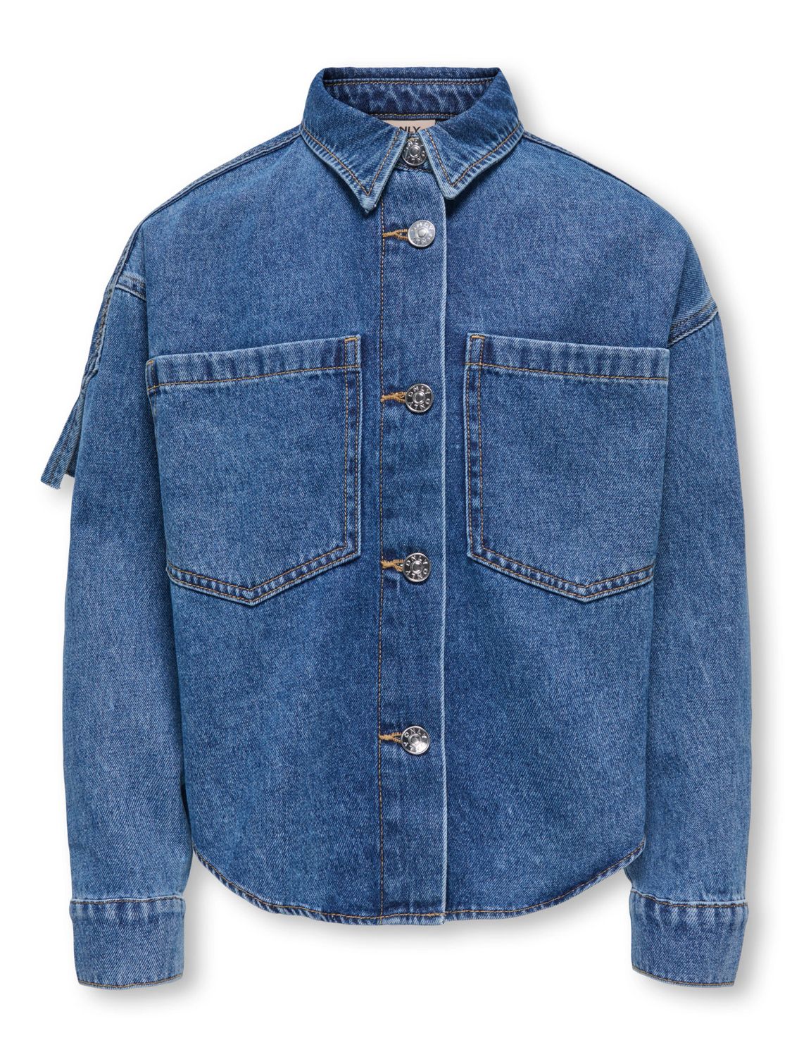 Only Girls Fringe Denim Shirt Maureen - Medium Blue, Kleur: Medium Blue Denim, Maat: 140