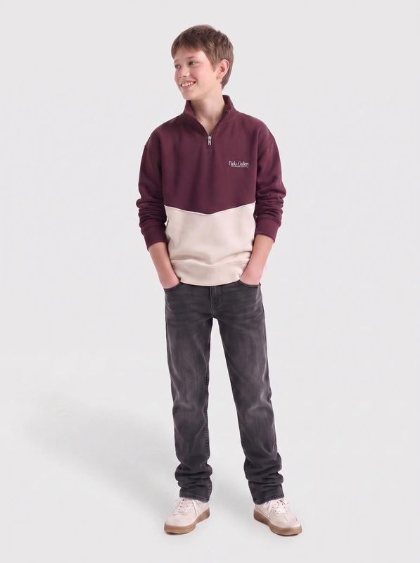Only &amp; Sons Junior Relaxed Half Zip Sweatshirt Ceres Parks High Neck - Moonbeam PORT ROYALE
