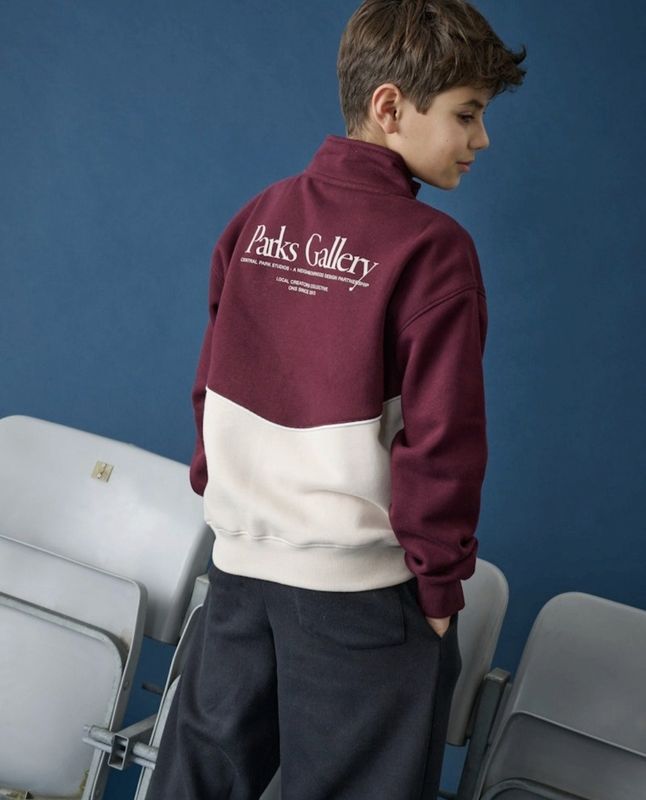 Only &amp; Sons Junior Relaxed Half Zip Sweatshirt Ceres Parks High Neck - Moonbeam PORT ROYALE