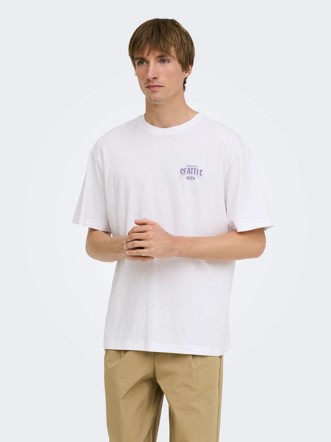 Only &amp; Sons T-Shirt Axel Brooklyn - Bright White, Kleur: Bright White SEATTLE, Maat: L