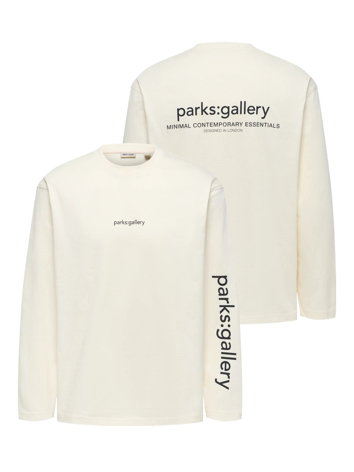 Only &amp; Sons Relaxed Long Sleeve T-Shirt Fred Text Life - Egret PARKS GALLERY, Kleur: Egret PARKS GALLERY, Maat: L