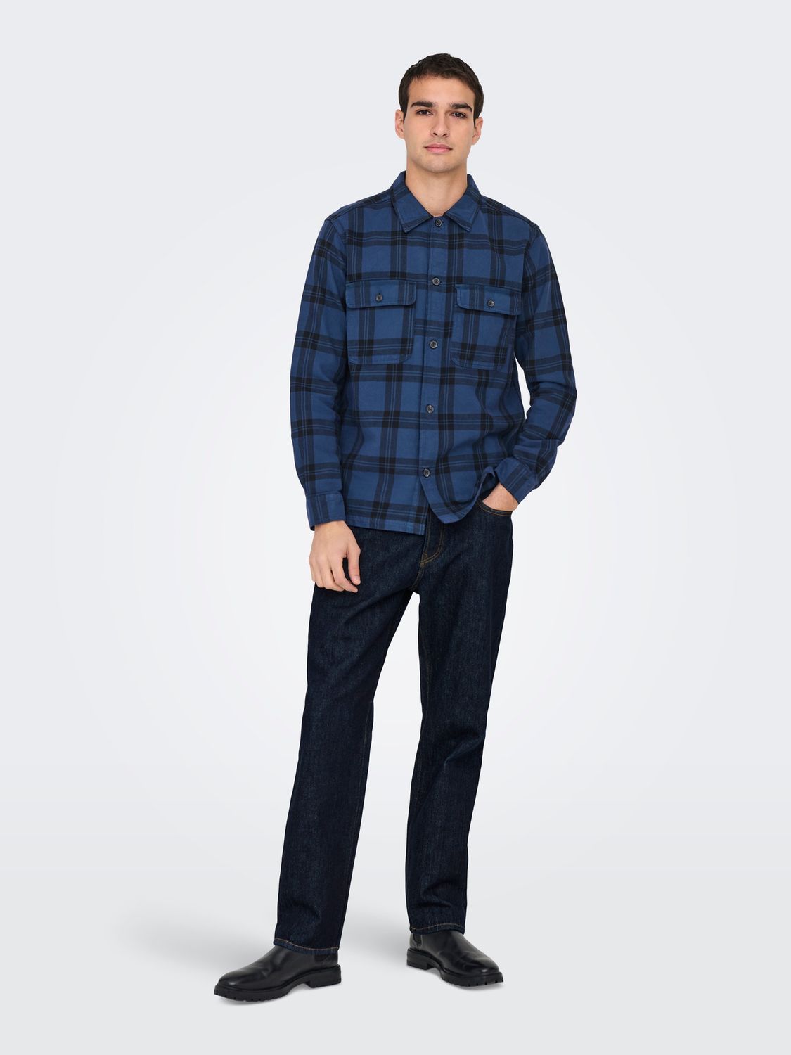 Only &amp; Sons Straight Jeans Edge - Dark Blue Denim RINSE, Kleur: Dark Blue Denim RINSE, Maat: 32, lengte: "32