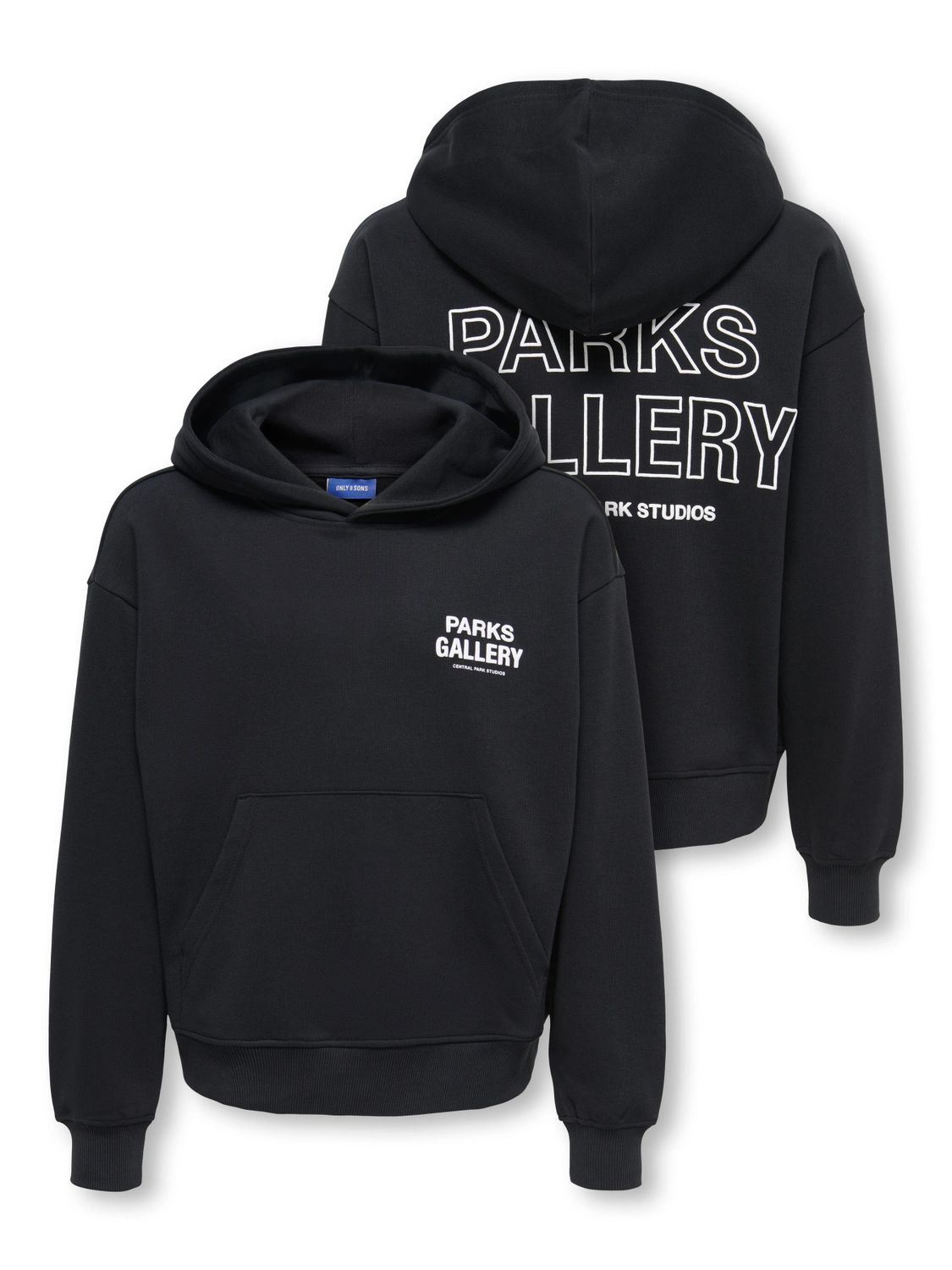 Only &amp; Sons Junior Relaxed Hoodie Turner Parks Gallery - Black, Kleur: Black GALLERY, Maat: 146/152