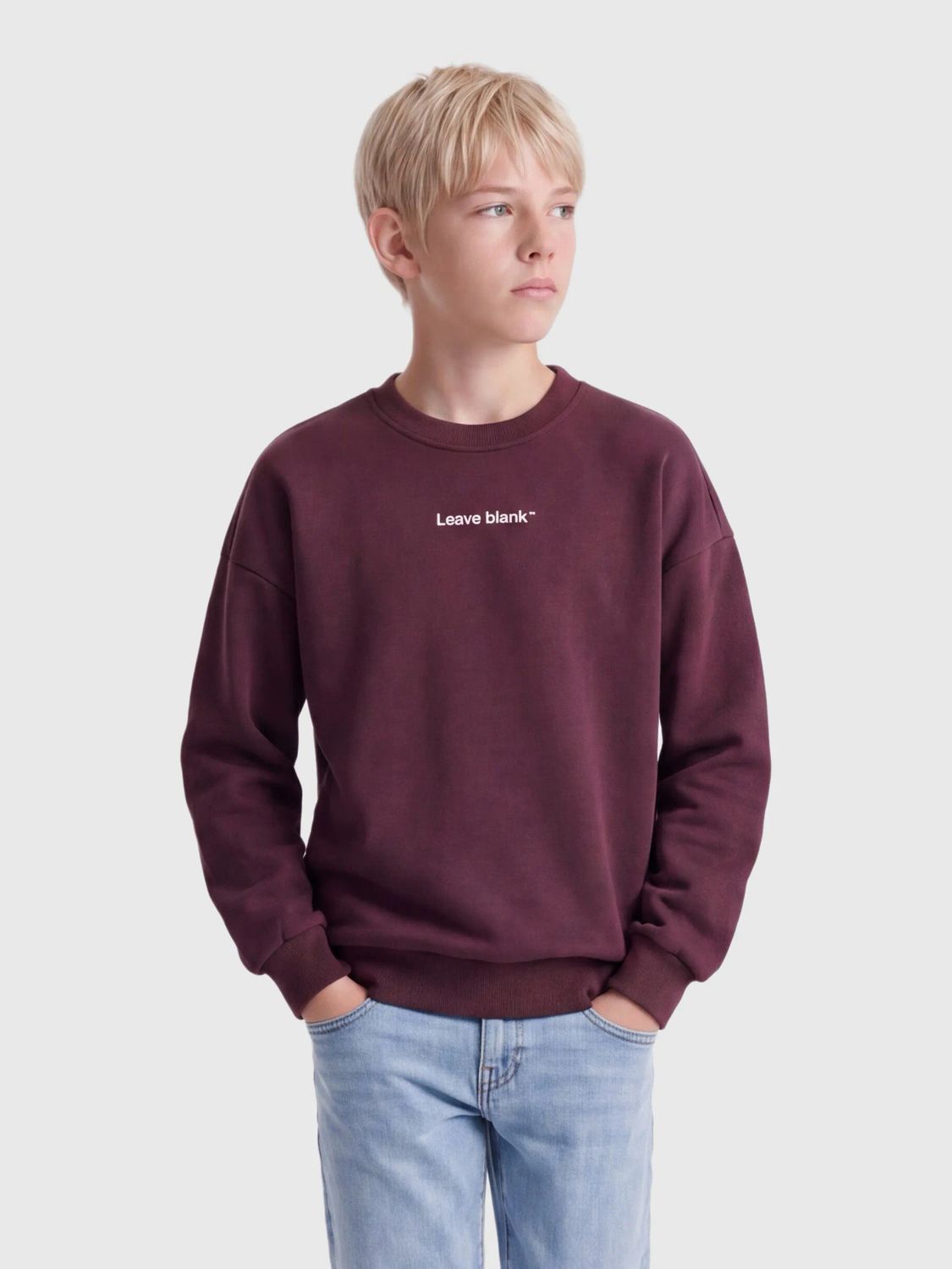 Only &amp; Sons Junior Oversized Long Sleeve Crew Neck Sweatshirt Tyson - Fig, Kleur: Fig LEAVE BLANK, Maat: 158/164