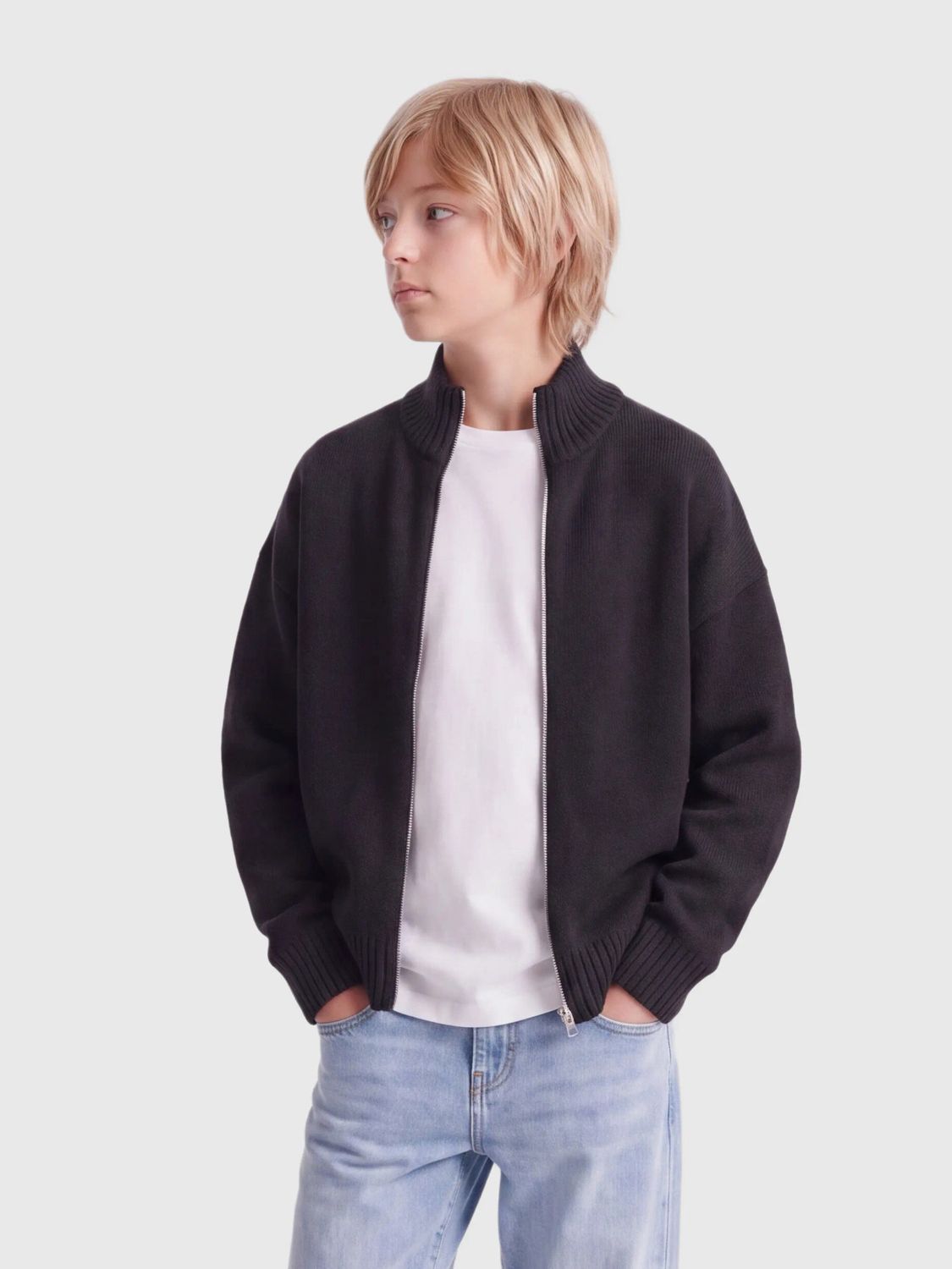Only &amp; Sons Junior High Neck Knit Cardigan Blake - Black, Kleur: Black, Maat: 146/152