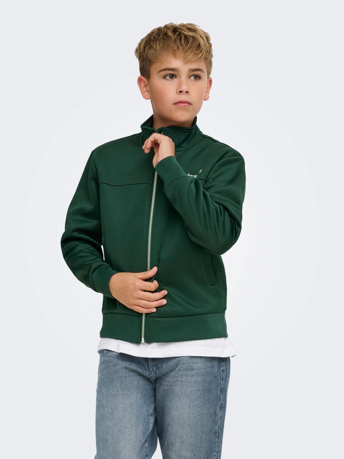 Only &amp; Sons Junior Regular Long Sleeve Track Top Carson Life - Pine Grove, Kleur: Pine Grove, Maat: 146/152