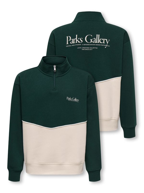 Only &amp; Sons Junior Relaxed Half Zip Sweatshirt Ceres Parks High Neck- Moonbeam PINE GROVE