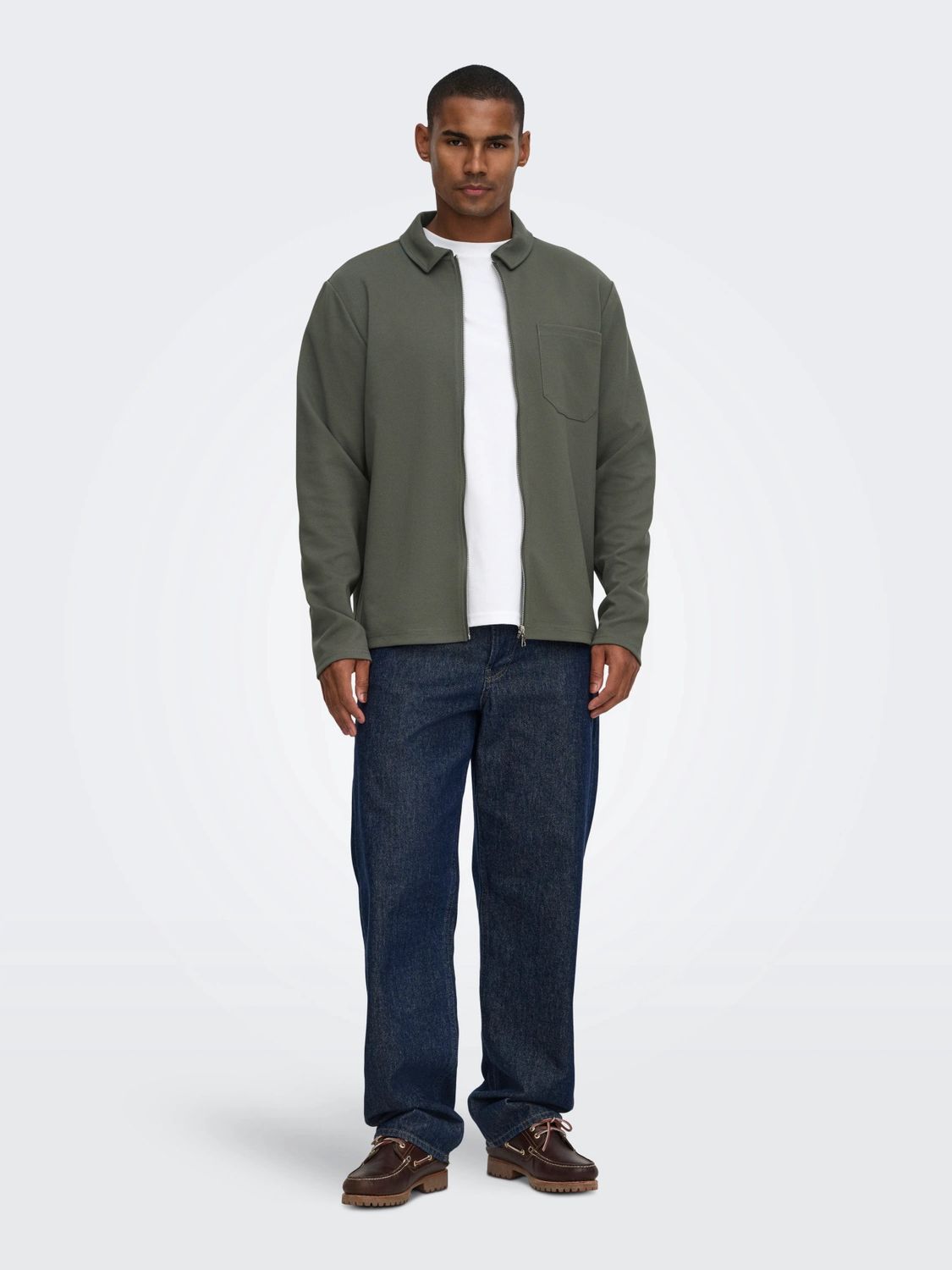 Only &amp; Sons Regular Zip Sweat Newkodyl - Beluga, Kleur: Beluga, Maat: L