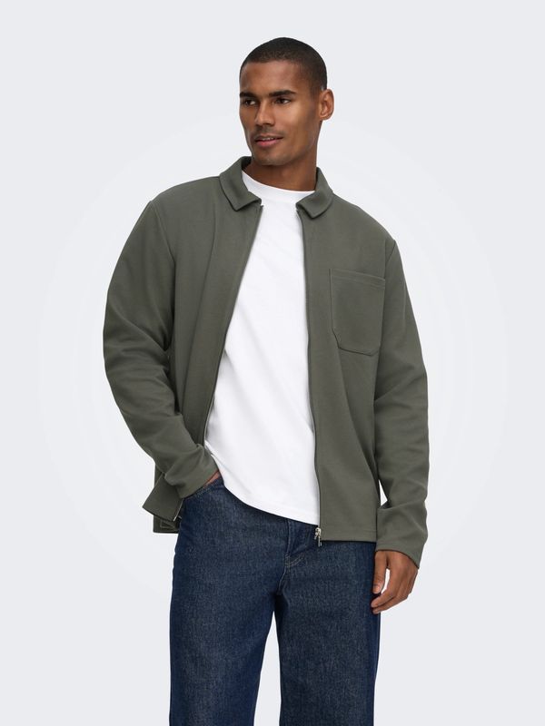 Only &amp; Sons Regular Zip Sweat Newkodyl - Beluga