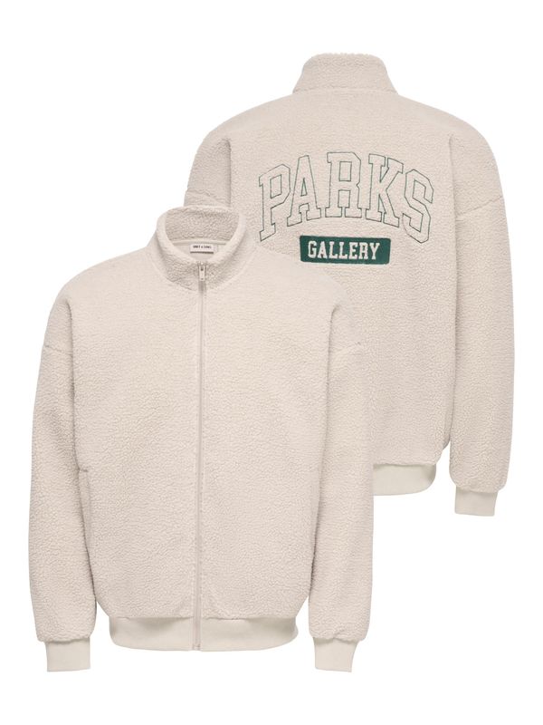 Only &amp; Sons Oversized Long Sleeve Zip Sherpa Sweatshirt Sparks Life - Silver Lining