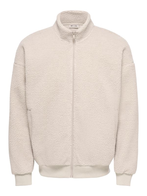 Only &amp; Sons Oversized Long Sleeve Zip Sherpa Sweatshirt Sparks Life - Silver Lining