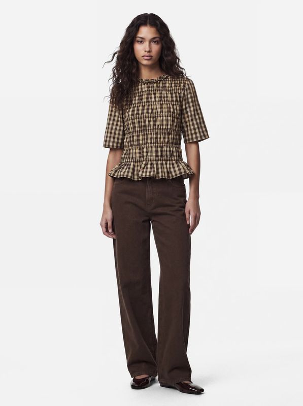 Pieces 2/4 Smock Top Woven Adalaide - Crocodile Whitecap Grey