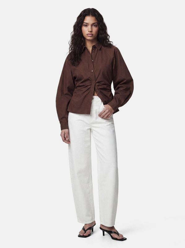 Pieces Long Sleeve Shirt Woven Elodie - Chicory Coffee