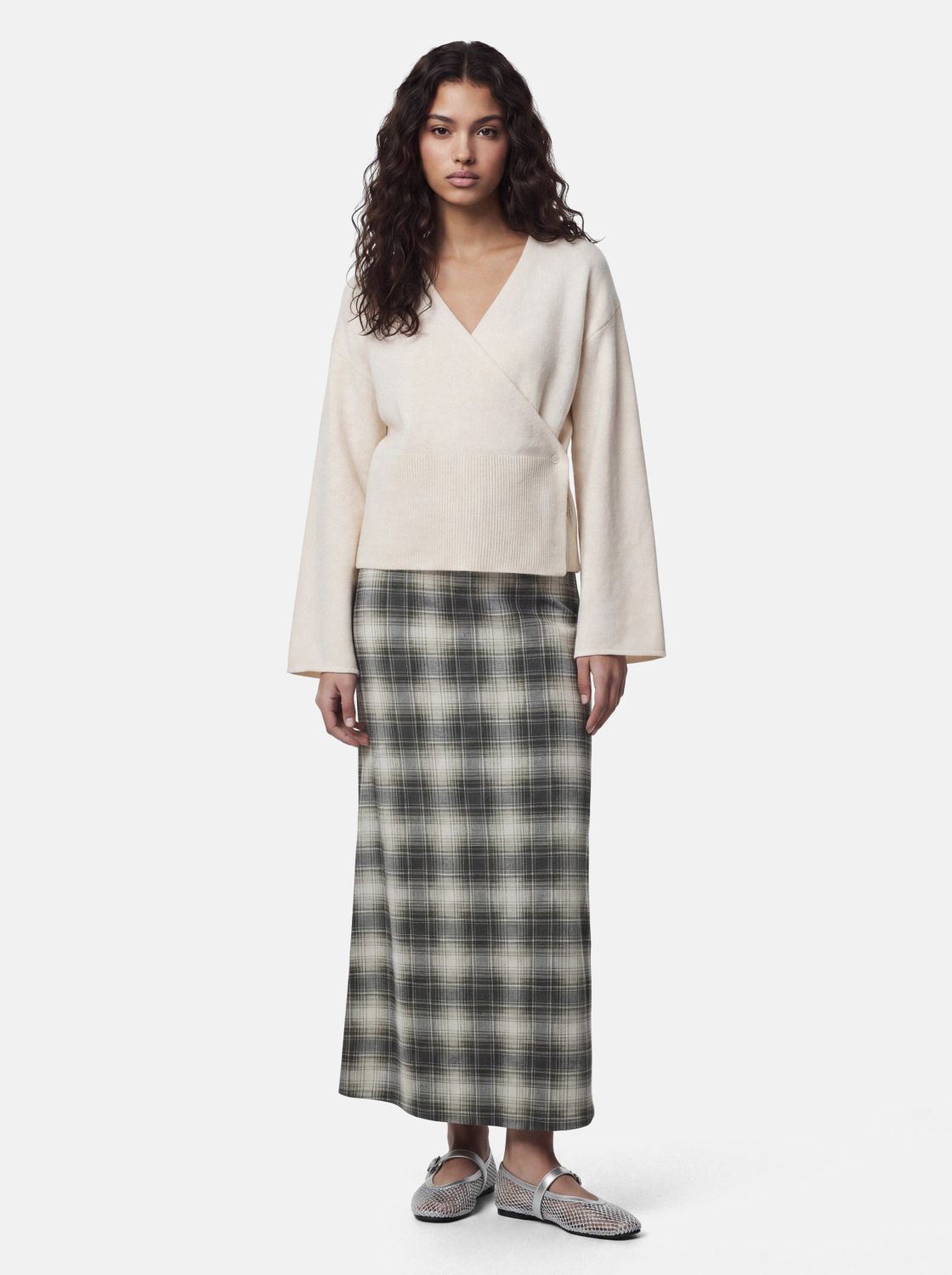 Pieces Long Sleeve Wrap Knit Cardigan Silly BC - Birch, Kleur: Birch MELANGE, Maat: M