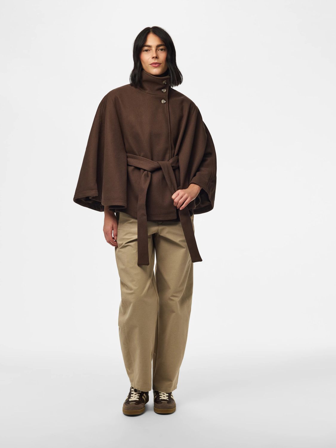 Pieces Cape Jacket Aiken W. Belt BC - Hot Fudge, Kleur: Hot Fudge, Maat: XS
