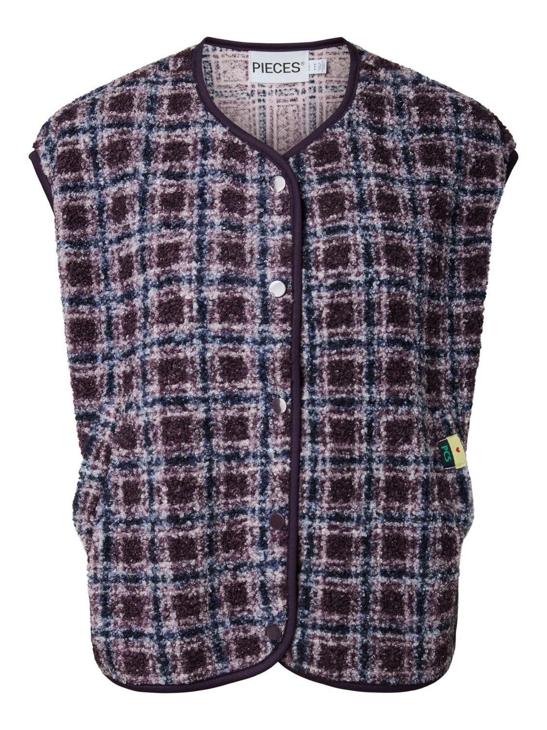 Pieces Teddy Vest Katty NOOS BC - Plum Perfect, Kleur: Plum Perfect Maritime Blue, Maat: M