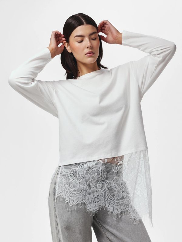 Pieces Long Sleeve Lace Top Mave Juniors D2D - Bright White