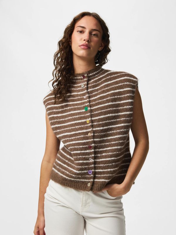 Pieces Sleeveless Button Knit Vest Asira BC - Coffee Quartz
