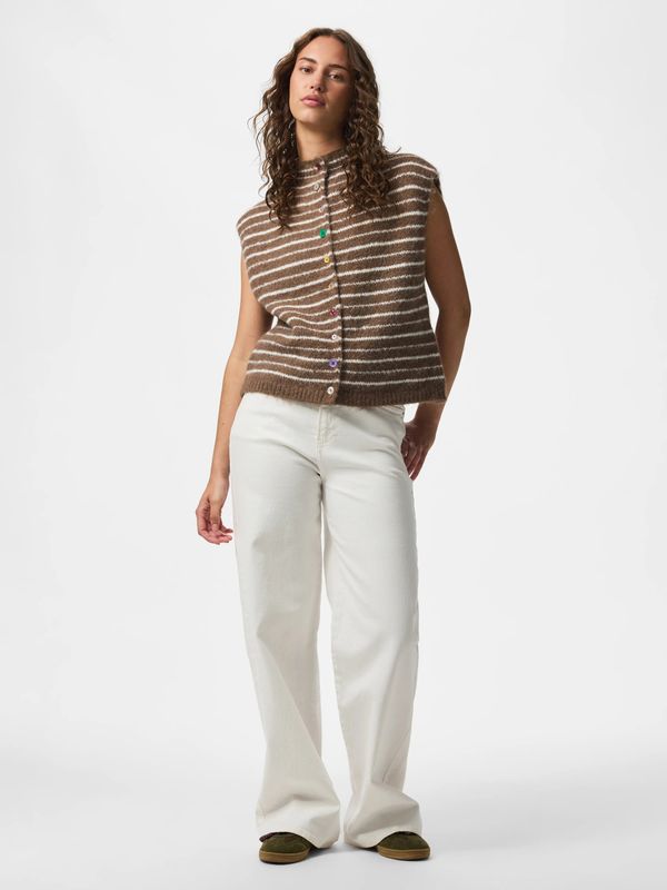 Pieces Sleeveless Button Knit Vest Asira BC - Coffee Quartz