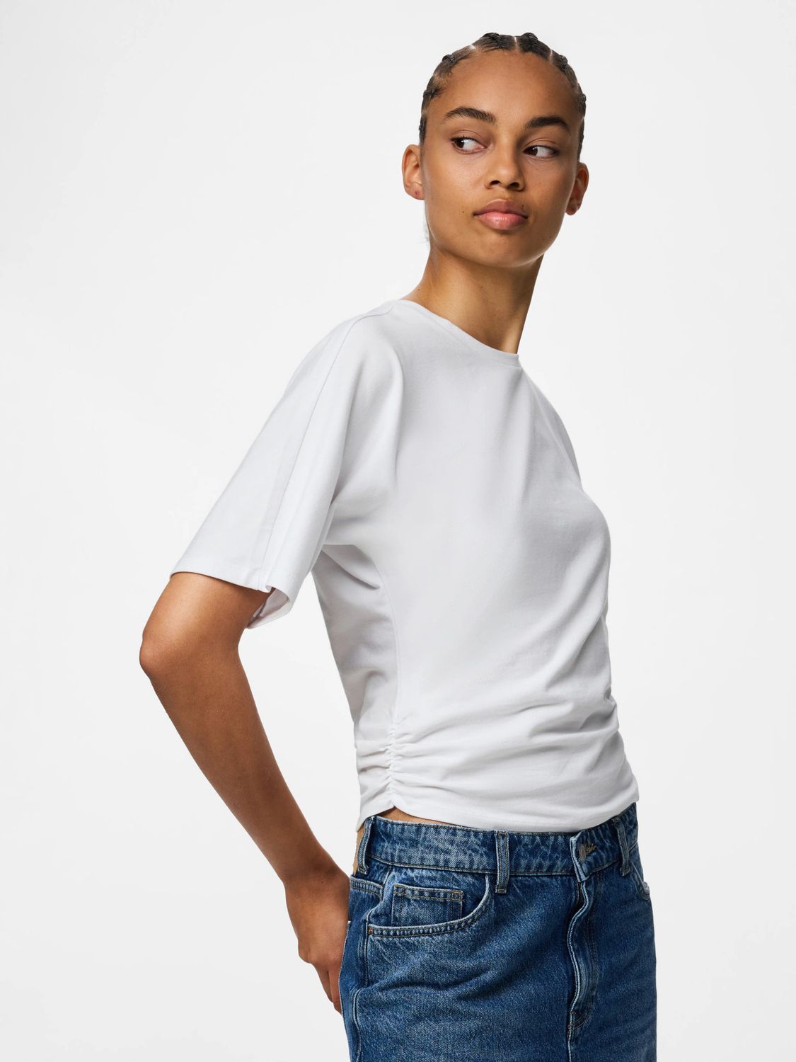 Pieces Short Sleeve O-Neck Top Alli Juniors DM - Bright White, Kleur: Bright White, Maat: L