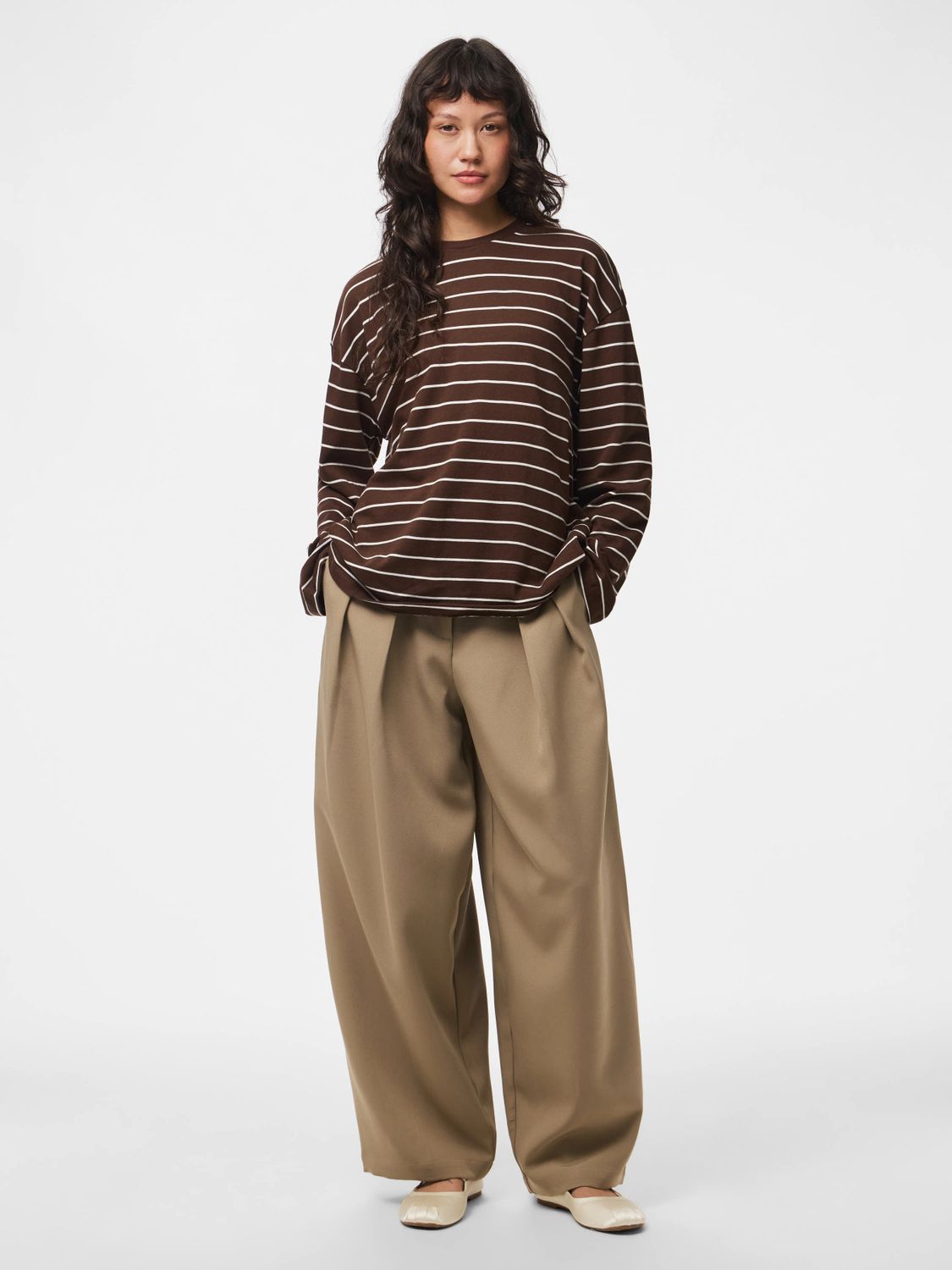 Pieces Long Sleeve Top Sadie Jrs - Hot Fudge, Kleur: Hot Fudge NEW CLOUD DANCER, Maat: XL